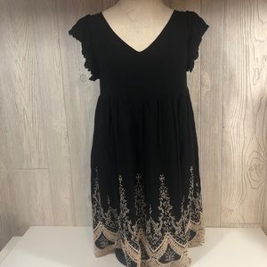Babydoll Black Dress Embroidered Lace Hemline Altard State Size Small